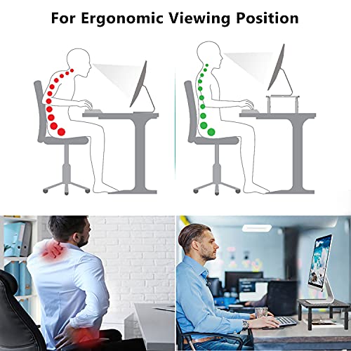 WALI Adjustable Monitor Stand RDTT03 for Desk, Ergonomic Design, Metal Black, 1 Pack