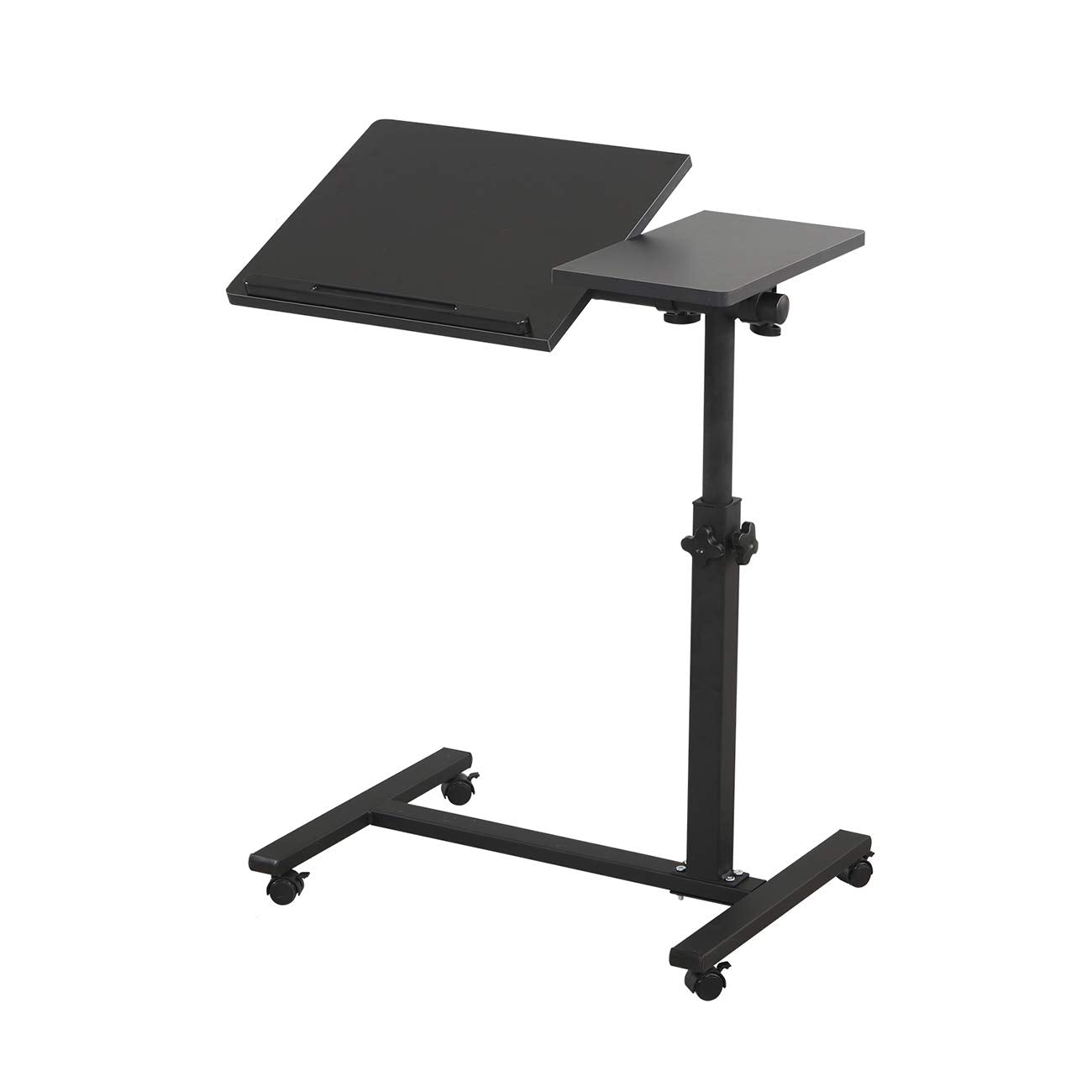 TigerDad 23.7in x 13.6in x 35in 0203 Black Mobile Rolling Laptop Stand