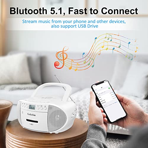 Gelielim Portable CD/Cassette Player BT-9224MU 3W Dual Speaker