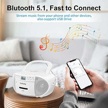 Gelielim Portable CD/Cassette Player BT-9224MU 3W Dual Speaker