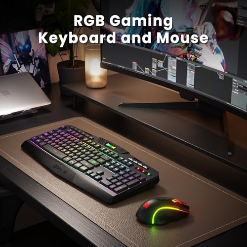 Redragon S101MKS 2.4G Bluetooth Wired Ergonomic Keyboard and Mouse QWERTY Black-New