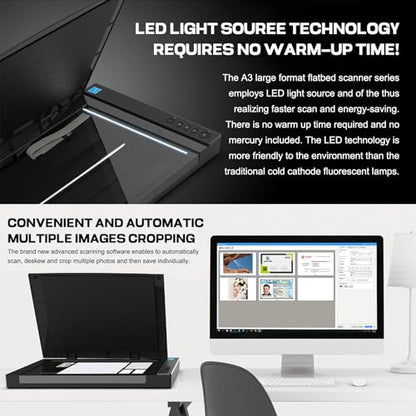 HMWOKPOT A3 Flatbed Scanner Model HMWOKPOT-2400DPI, 2400 dpi, USB Connection, Document and Photo Scanner