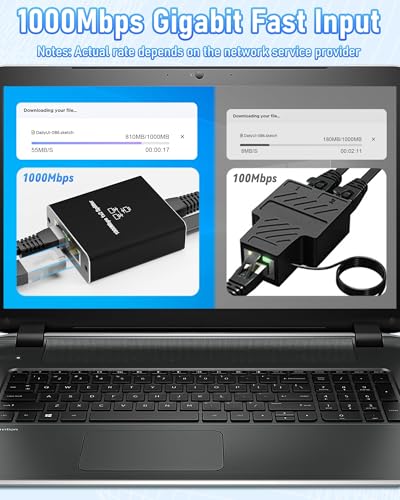 YOFEEPOP Ethernet Splitter 1 to 2 RJ45 Unmanaged Switch Gigabit Data Transfer 1000Mbps Aluminum