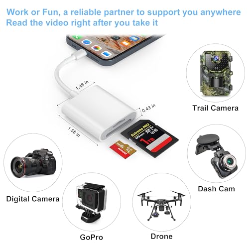 TIANSONG SD/TF Card Reader L+ Lightning Connection Compatible with iPhone 5-14