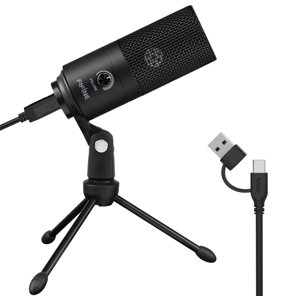 FIFINE K669B USB Type-C Condenser Microphone, 20 Hz - 20 kHz Frequency Response, Unidirectional Audio, 1 Channel, 78 dB Signal-to-Noise Ratio