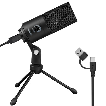 FIFINE K669B USB Type-C Condenser Microphone, 20 Hz - 20 kHz Frequency Response, Unidirectional Audio, 1 Channel, 78 dB Signal-to-Noise Ratio
