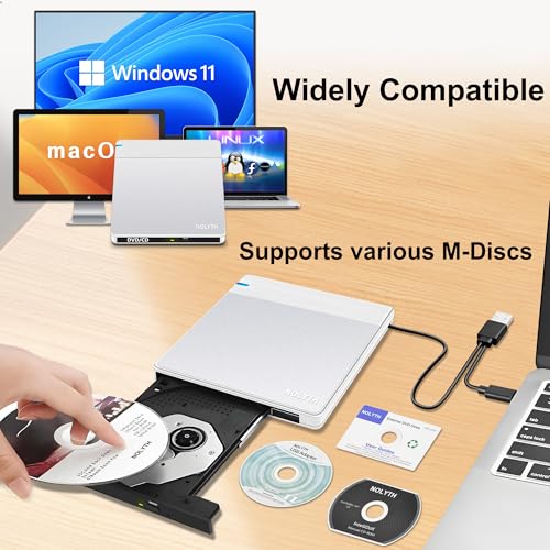 NOLYTH 0.7inch Portable External CD/DVD Drive CT-CDW02