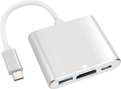 Battony 3-in-1 USB C to HDMI Adapter Model BT-001, 4K UHD Output, 5Gbps Transfer Rate, Aluminium Finish