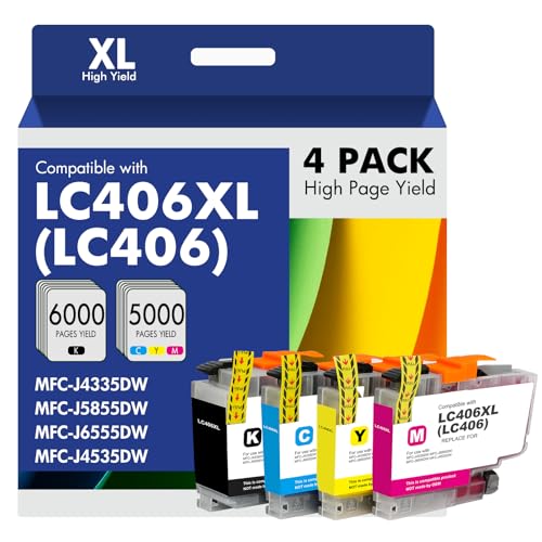 Toner Bank LC406XL Ink Cartridges 4 Pack High Yield Black Cyan Magenta Yellow