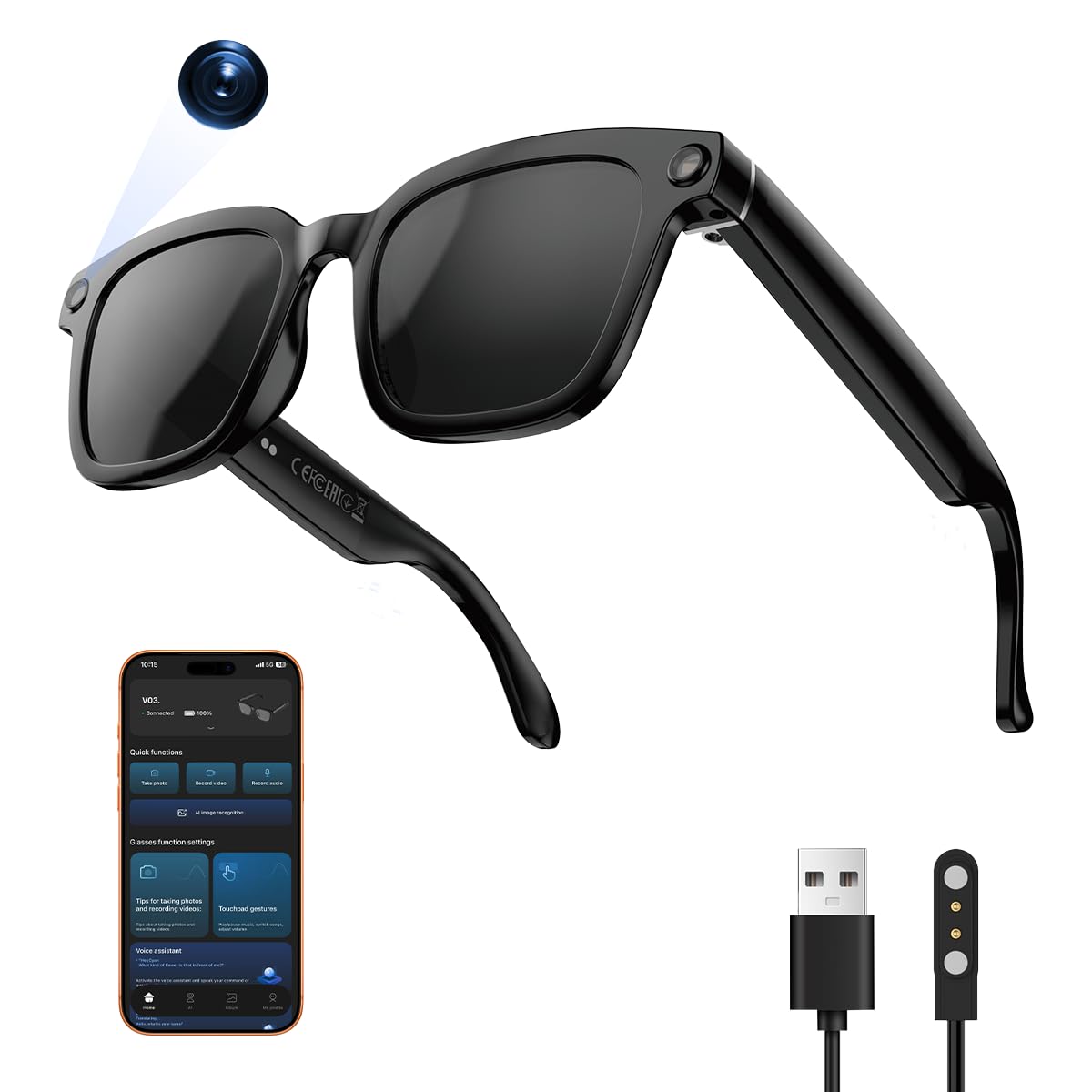 XO Simple is Beauty GS01 Bluetooth Smart Glasses 1920x1080 Digital Display 2cm Water Resistant