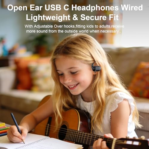 AIAUXAI AlAUXAI00235 Open Ear USB C Headphones Wired with Protective Case