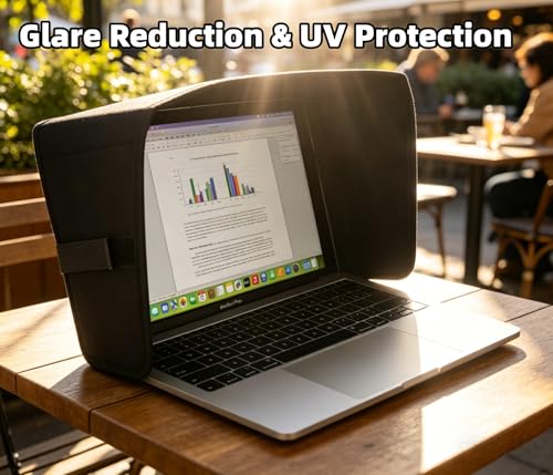 TT TYTX 14 x 8 x 1 inches Laptop Sun Shade Cover Black Soft Recycled Fabrics