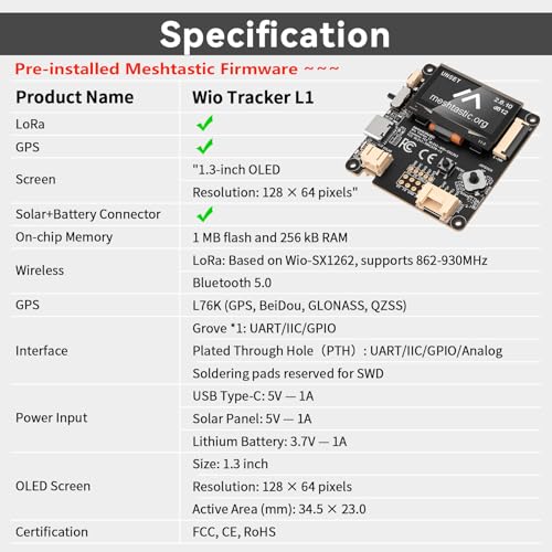 Meshnology Wio Tracker L1 3000mAh Battery Bluetooth FreeRTOS 1.3" OLED IoT Development Kit