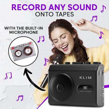 KLIM K9 Cassette Player 3.5mm Headphone Jack Mono Standard Edition Portable Cassette Player