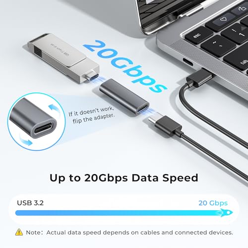 Basesailor USB C Female to Female Adapter 100W Type C Coupler 10Gbps