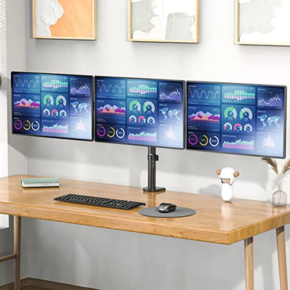 WALI M003S Triple Monitor Mount, Tabletop Mount, 13-27 inch Monitor, 22 lbs Capacity, Metal, Black