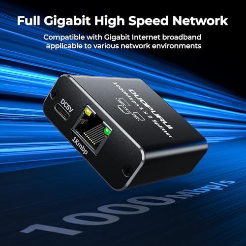DUOPURUI 2.25x2.09x0.86 inches Ethernet Splitter DPR-001 1000Mbps