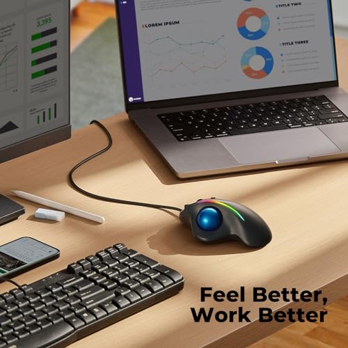 PORLEI Wired Trackball Mouse TM551 1200DPI