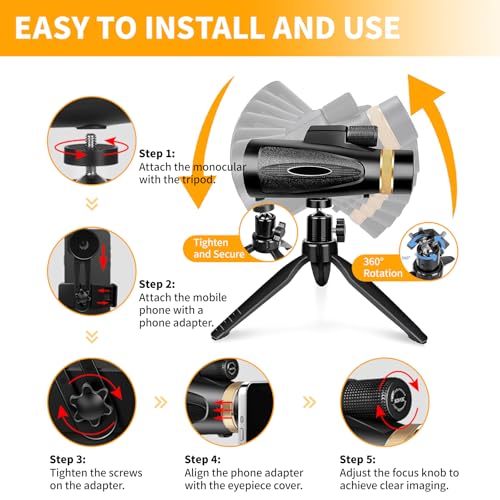 ASxmhGo 80x100 GTTY555 Monocular HD Manual Focus