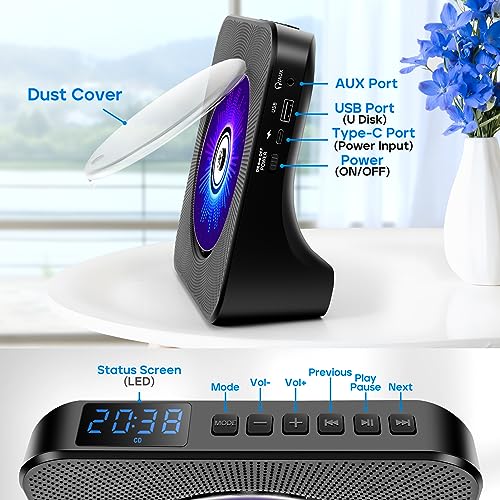 ROADOM 7.4" RCD-608 Portable CD Player 2 Channel Multi-Function Audio Device