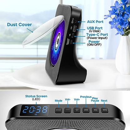 ROADOM 7.4" RCD-608 Portable CD Player 2 Channel Multi-Function Audio Device