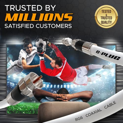 G-PLUG 10FT RG6 Coaxial Cable Male-to-Male 75 Ohm Indoor/Outdoor 3Gbps