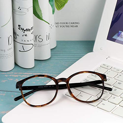 LifeArt +3.00 Magnification Days_C1 Anti-Glare Blue Light Blocking Reading Glasses Full Rim Round Plastic Tortoise