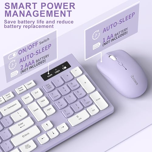 RECCAZR Wireless Keyboard and Mouse Combo, USB, Adjustable DPI, Membrane, Full-Size QWERTY