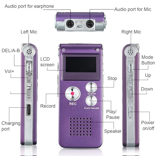 Tellegloww 8GB Digital Voice Recorder QMF-Tellegloww-334 USB Rechargeable Microphone