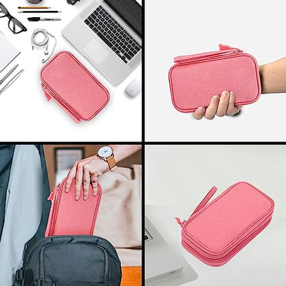 CAOODKDK Large DZ / 1 - Double Layer Canvas Electronic Organizer 1149.5ml 2 Compartments Solid Pink