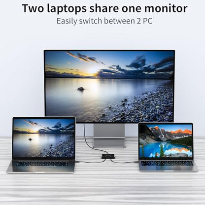 MLEEDA USB C Switch 2-way, 8K@60Hz, 4K@120Hz, Plug In