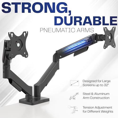 VIVO 17-32 inch Dual Monitor Stand STAND-V002O Tabletop Mount Articulating 90 Degree Black