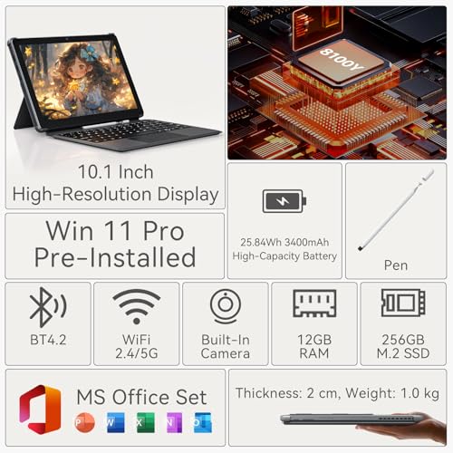 Moxalc 10.1" UL101Y 1280x800 60Hz LCD 2-in-1 Tablet Laptop