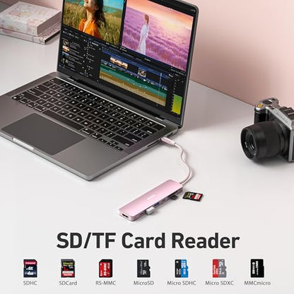 BENFEI 7-in-1 USB C Hub 000395pink 4K 60Hz USB Hub