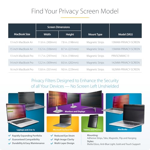 StarTech 16-inch MacBook Pro Magnetic Privacy Screen 162MM-PRIVACY-SCREEN