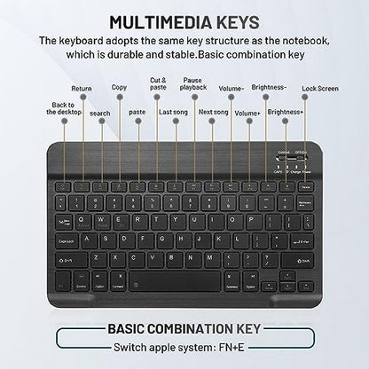 Guiheng Wireless Bluetooth Keyboard Portable Mini Rechargeable QWERTY Black