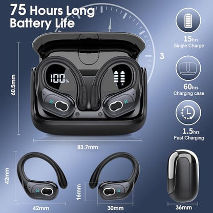 Aptkdoe HD65 Wireless Earbuds Bluetooth 5.4 Active Noise Cancellation Sports Earphones