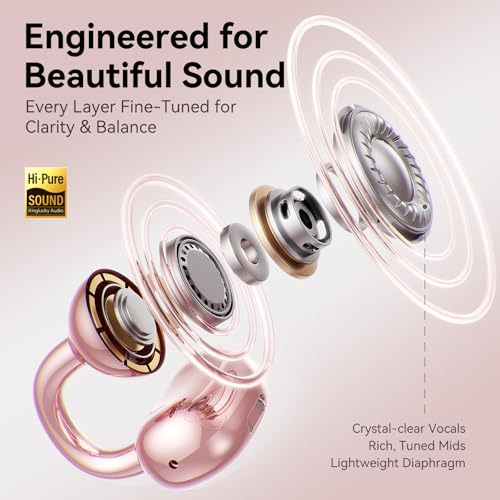 Kinglucky Clip-On Open Ear Earbuds A8 Bluetooth 5.4 Wireless 40 Hours Playtime