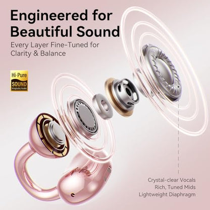 Kinglucky Clip-On Open Ear Earbuds A8 Bluetooth 5.4 Wireless 40 Hours Playtime