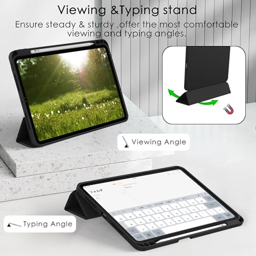 ZryXal iPad Pro 11-Inch Case (M5) 2025/M4 2024 Model Numbers: A3357, A3358, A3359, A2836, A2837, A3006 Trifold Stand Smart Cover, Solid Black