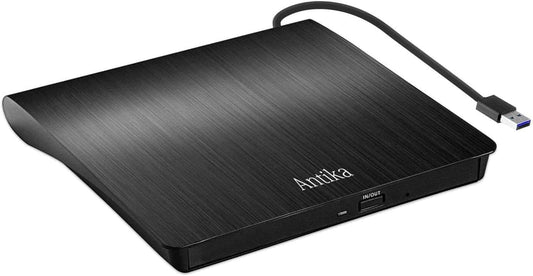 Antika Slim Portable USB 3.0 External CD DVD Drive RW Burner For Windows and Mac Systems
