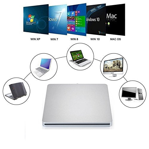 VikTck Portable External CD/DVD Drive VT967 USB Type C Silver
