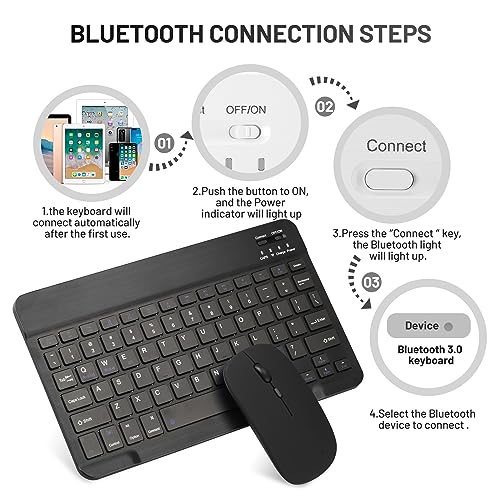 Guiheng Wireless Bluetooth Keyboard Portable Mini Rechargeable QWERTY Black