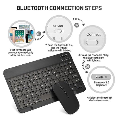 Guiheng Wireless Bluetooth Keyboard Portable Mini Rechargeable QWERTY Black