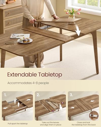 VASAGLE 33.4"D x 70.8"W x 29.5"H Extendable Dining Table UKDT090K01V1