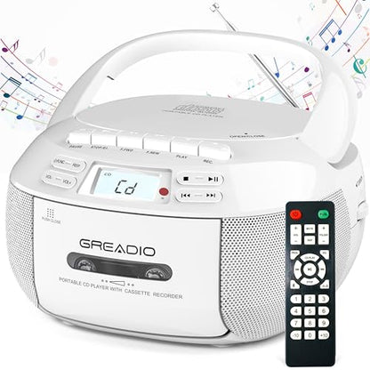 Greadio 8.54x8.39x4.8 Inches GB-X2A Dual Speaker Auxiliary Bluetooth USB Portable Boombox