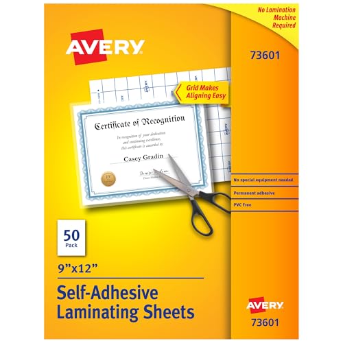 Avery 9" x 12" Clear Laminating Sheets 760 Count Self-Adhesive Laminating Supplies