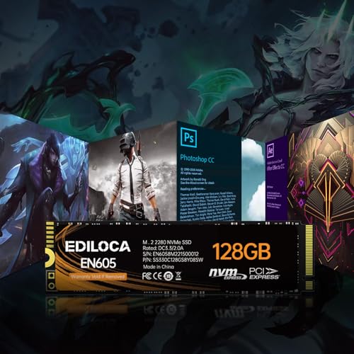 Ediloca 128GB EN605 M.2 2280 SSD, PCIe Gen3 x4, Internal Solid State Drive, Read Speed 1130 MB/s, Write Speed 400 MB/s
