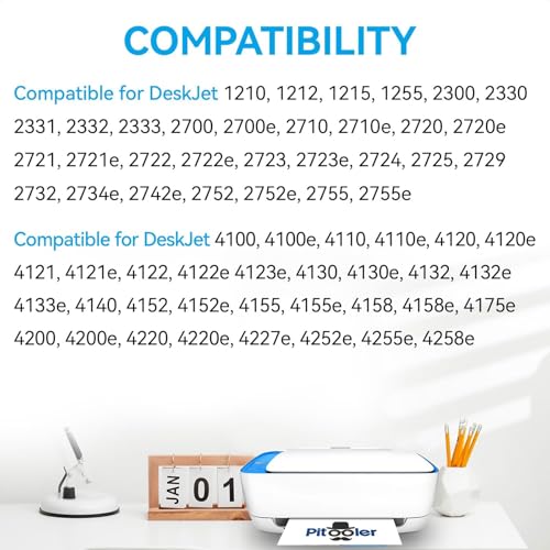 Pitooler 67XL Ink Cartridges Multicolor Page Yield 1200 Black Color Compatible For HP Printers