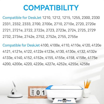 Pitooler 67XL Ink Cartridges Multicolor Page Yield 1200 Black Color Compatible For HP Printers